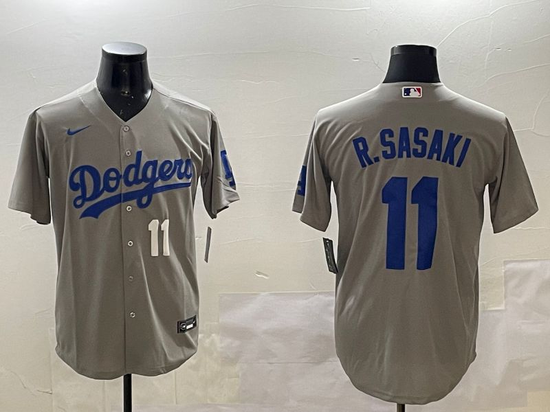 Men Los Angeles Dodgers 11 R.Sasaki Grey Game 2025 Nike MLB Jersey style 10